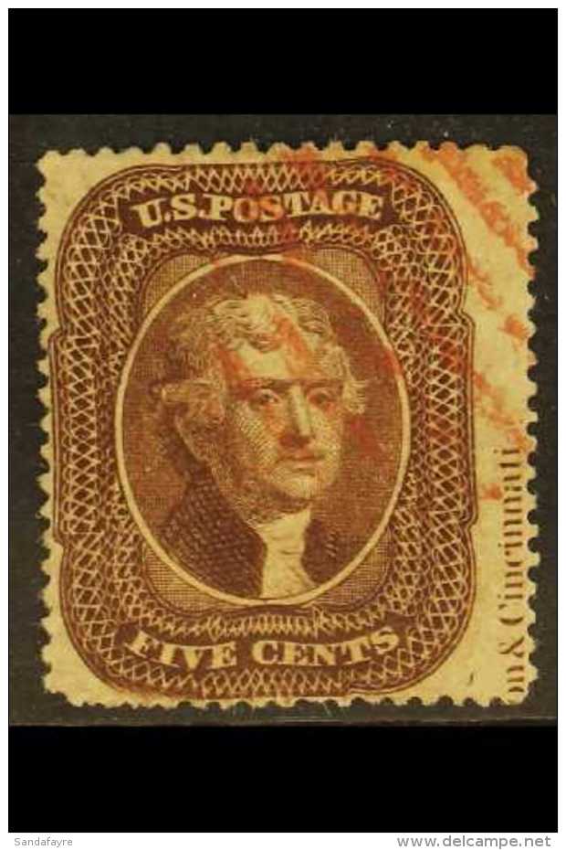 1857-61 5c Deep Brown (SG 33, Sc 30A), Used With "on &amp; Cincinnati" Inscription At Right. For More Images,... - Autres & Non Classés