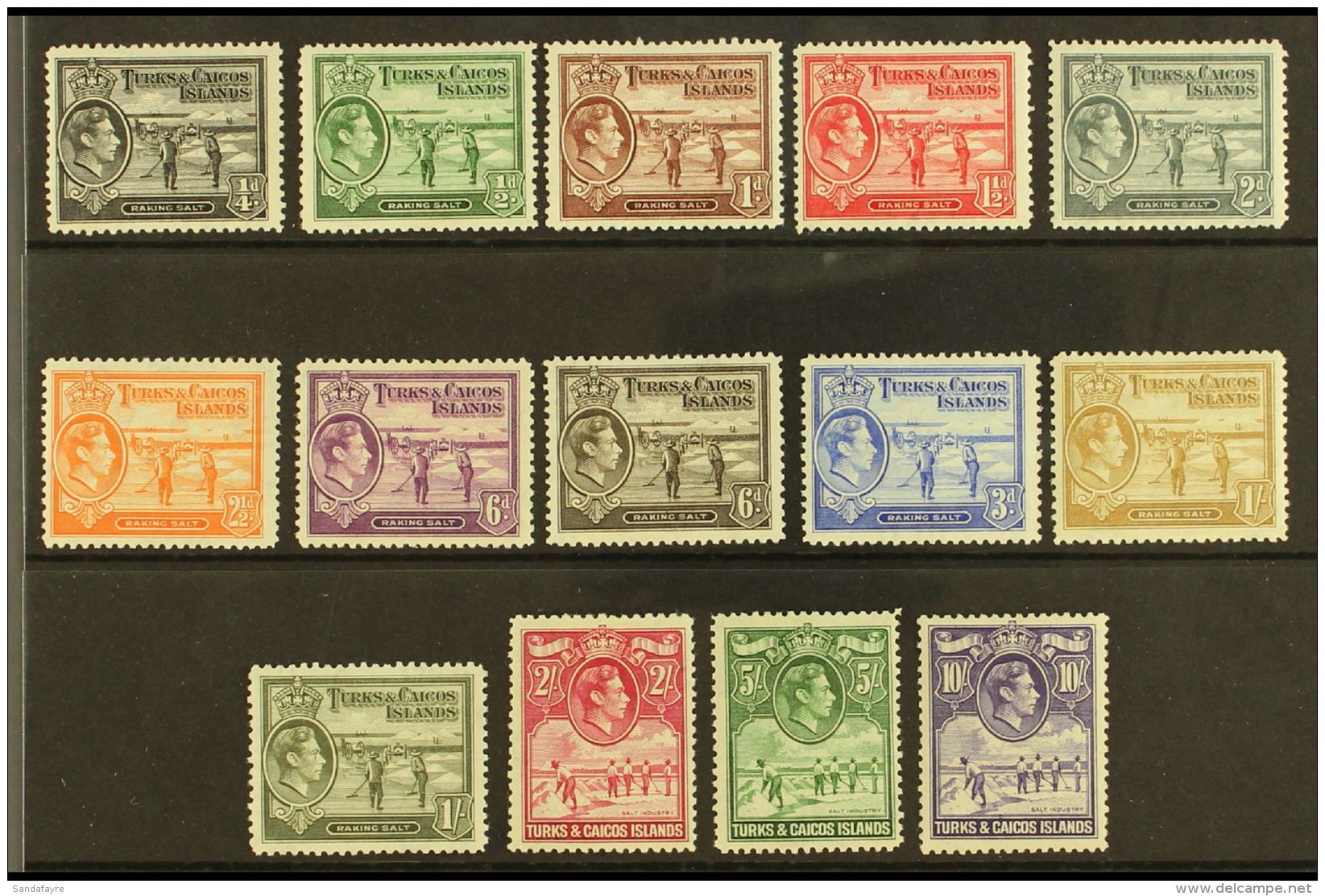1938-45 Complete Set, SG 194/205, Very Fine Mint, Fresh. (14 Stamps) For More Images, Please Visit... - Turks & Caicos (I. Turques Et Caïques)