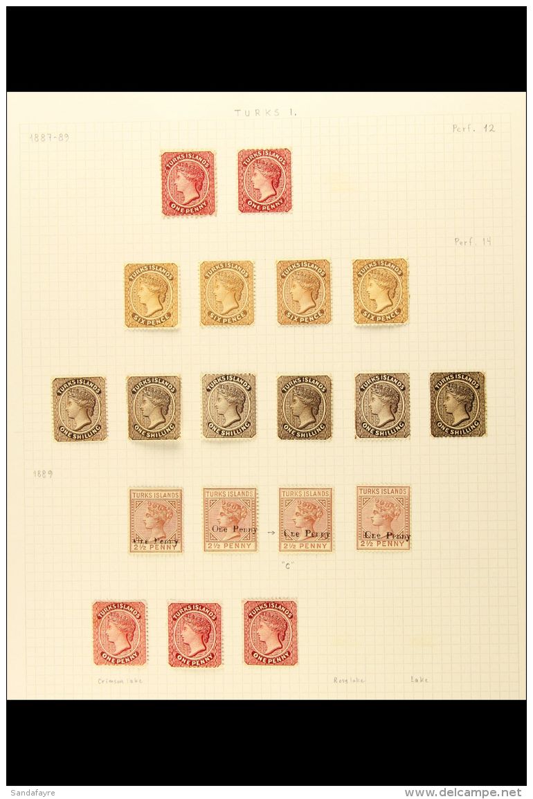 1867-95 FINE MINT COLLECTION On Album Pages, Includes 1867 1d Dull Rose (no Wmk) X2, 1873-79 1d Dullrose-lake X2... - Turks & Caicos (I. Turques Et Caïques)