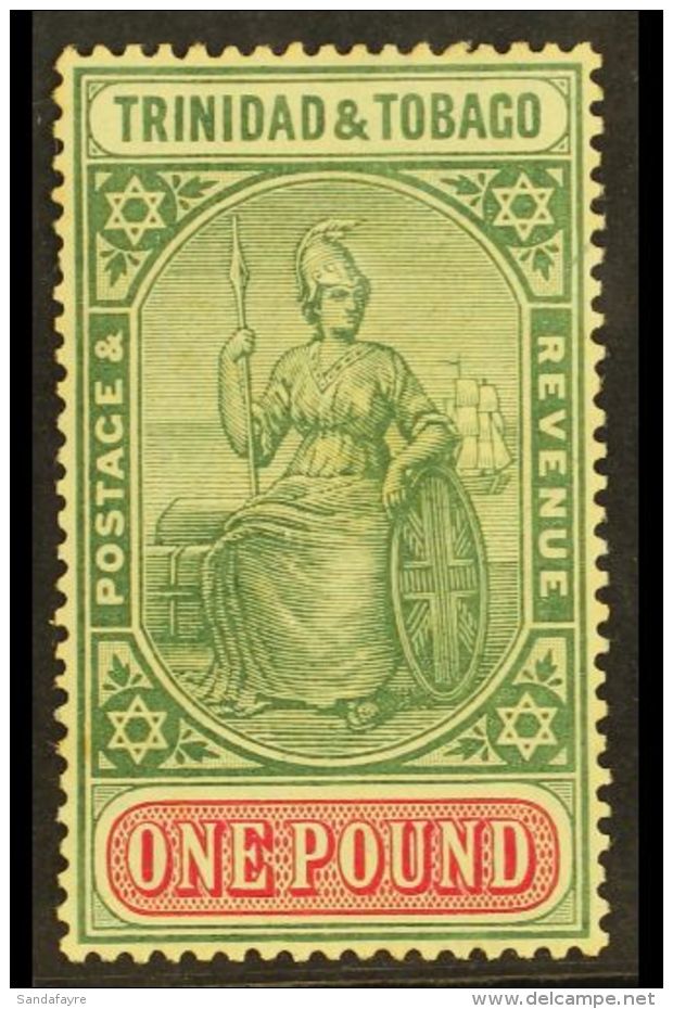 1913-23 &pound;1 Deep Yellow-green &amp; Carmine, SG 156a, Fine Mint. For More Images, Please Visit... - Trinité & Tobago (...-1961)