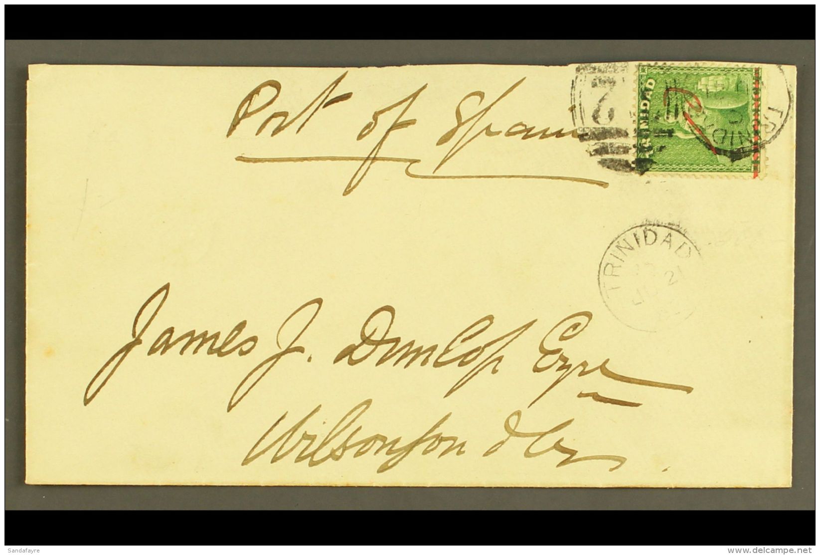 1882 (21 June) Cover Addressed Locally, Bearing 1882 1d On 6d Manuscript Surcharge (SG 104) Tied By "Trinidad"... - Trindad & Tobago (...-1961)