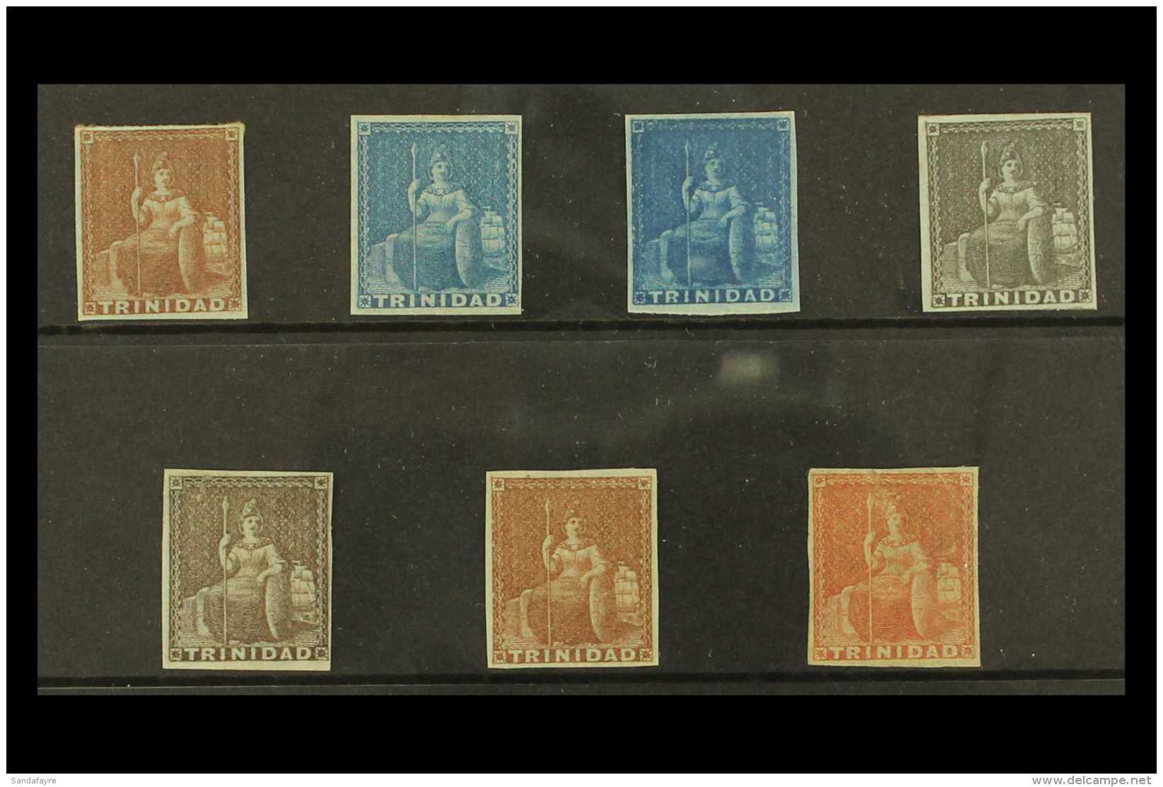 1851-55 Complete Imperf "blued Paper" Set, SG 2/8, All With 4 Clear Margins, Very Fine Mint Set (7 Stamps) For... - Trindad & Tobago (...-1961)