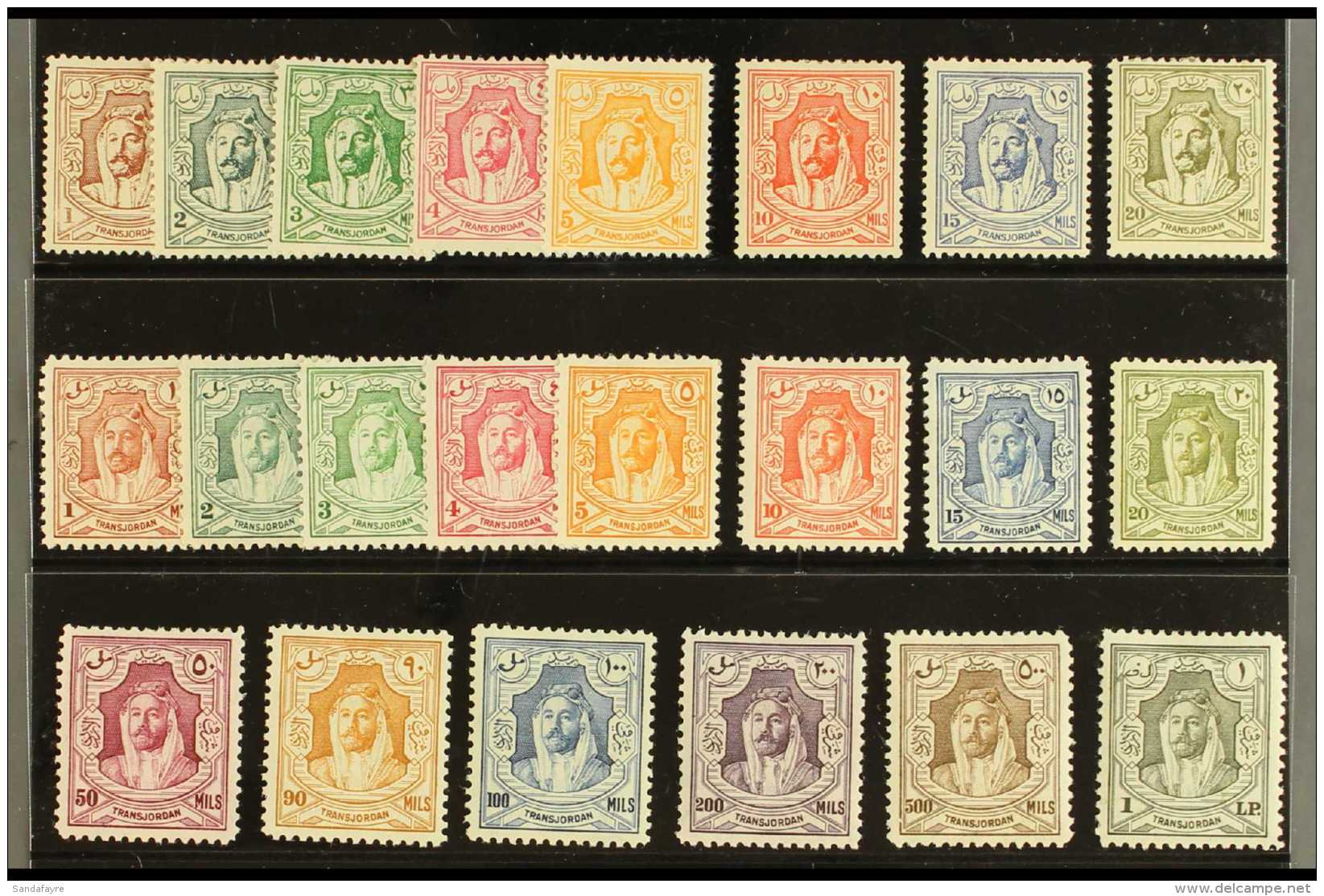 1942-1946 Very Fine Mint Complete Run Comprising 1942 And 1943-46 Emir Abdullah Sets, SG 222/43. (22 Stamps) For... - Giordania