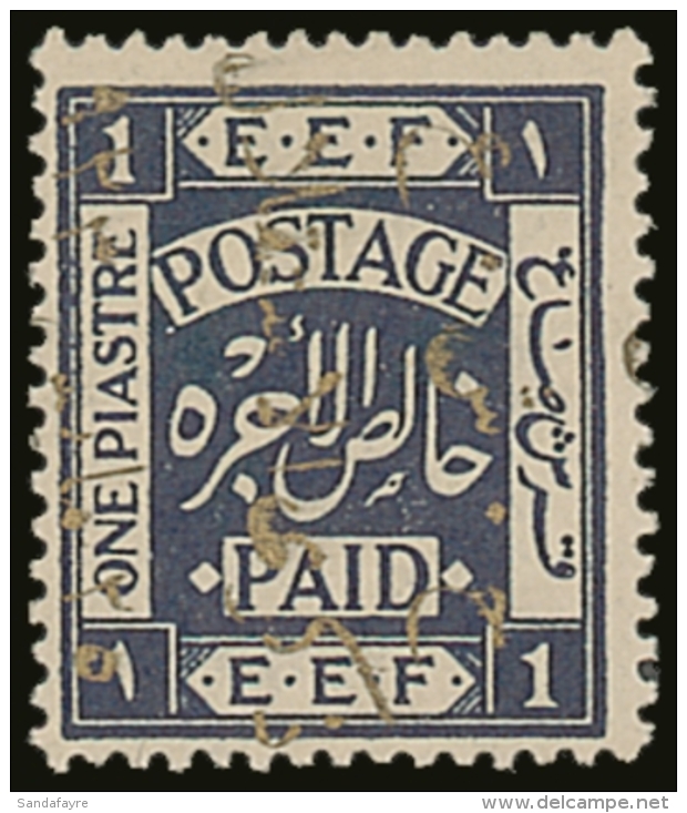 1923 1p Deep Indigo "Commemoration Of Independence" Overprint Reading Upwards, SG 103B, Fine Never Hinged Mint,... - Jordanie