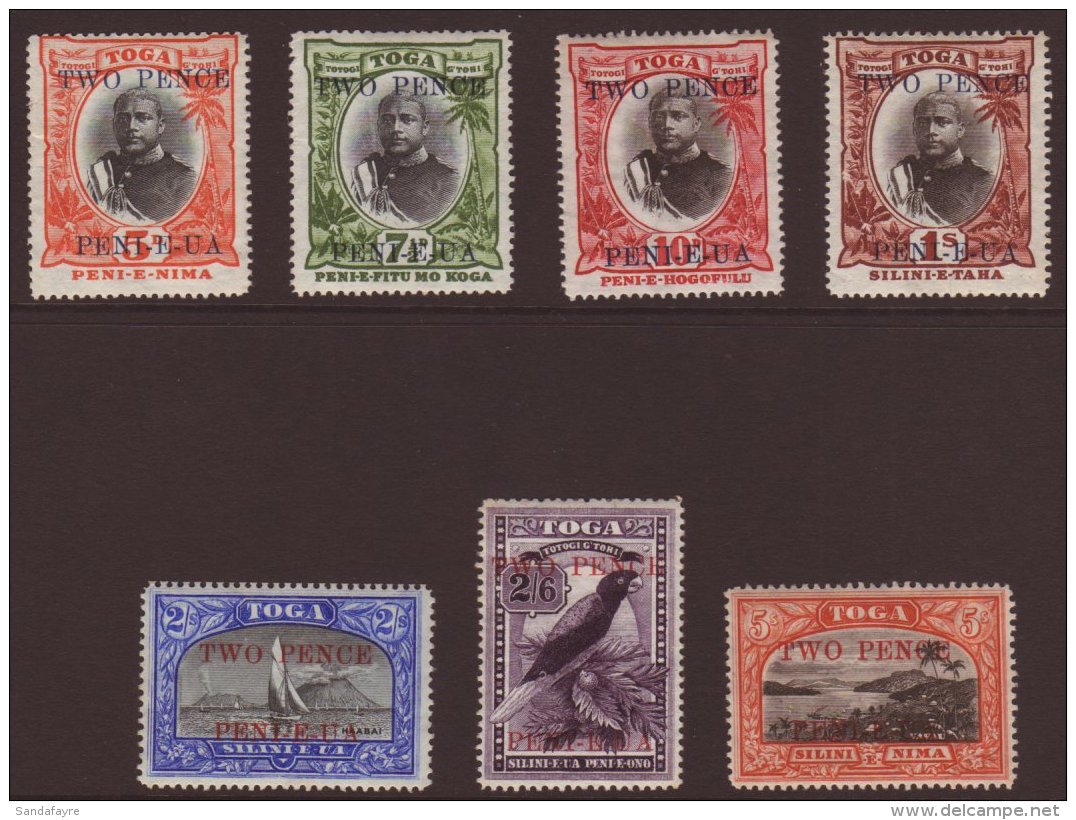 1923-24 Complete Surcharge Set, SG 64/70a, Fine Mint, Lovely Fresh Colours. (7 Stamps) For More Images, Please... - Tonga (...-1970)