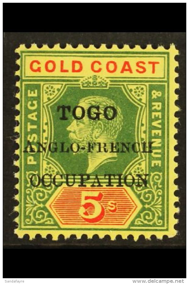 ANGLO-FRENCH OCCUPATION 1915 5s Green &amp; Red On Yellow Overprint On Gold Coast With SMALL "F" IN "FRENCH"... - Altri & Non Classificati