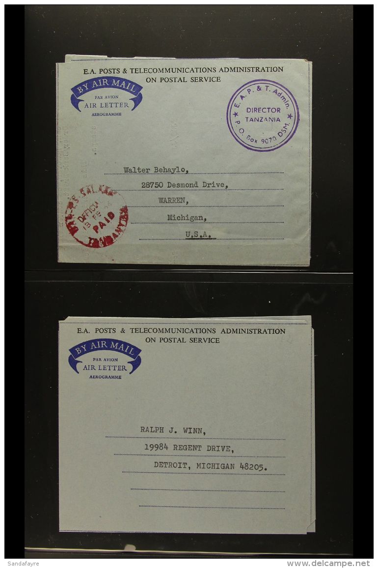 1965-70 OFFICIAL AEROGRAMMES COLLECTION Very Scarce Group Of All Different, Used Air Letters, Variously Endorsed... - Tanzania (1964-...)