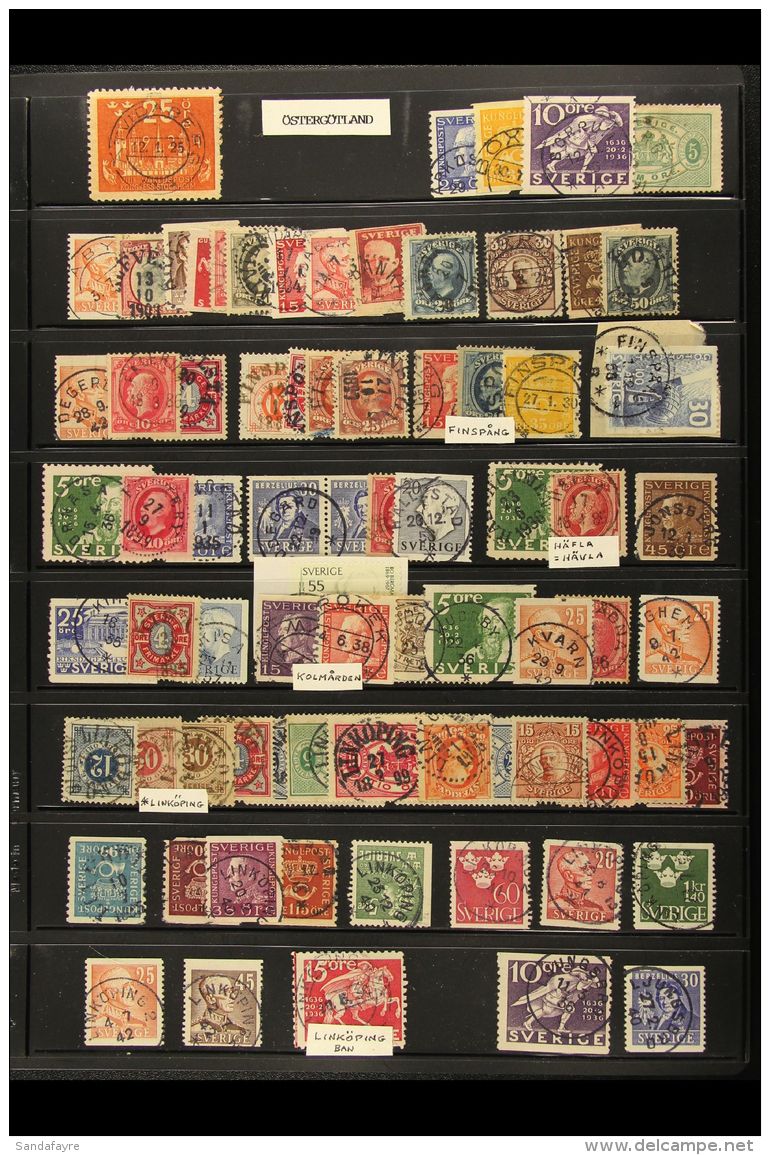 POSTMARKS (OSTERGOTLAND, SKARABORG AND SODERMANLAND) A Large Collection Of Fine Readable Postmarks Assembled... - Autres & Non Classés