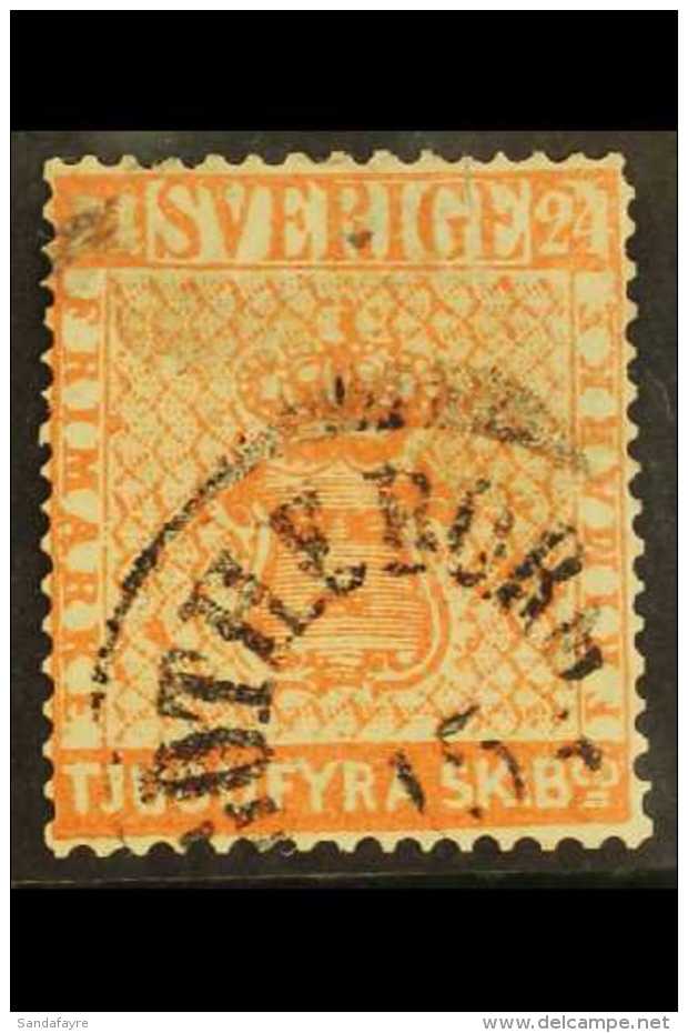 1855-58 24sk Orange-red (Facit 5b, SG 5), Used, Faults, Probably Reperfed  For More Images, Please Visit... - Autres & Non Classés