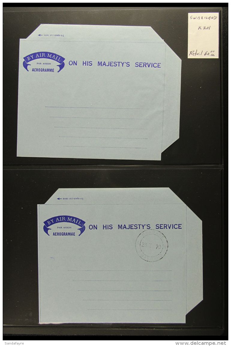 1969-71 OFFICIAL AEROGRAMMES Small Group Of Formula Air Letters, Two Inscribed "On His Majesty's Service" (one... - Swaziland (...-1967)