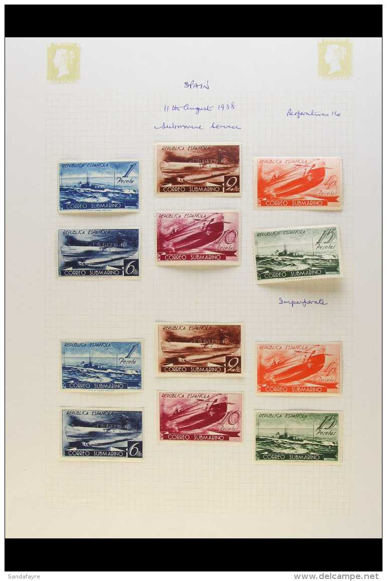 1938 SUBMARINE SERVICE Superb Collection With Complete Set Of 6 Very Fine Mint, IMPERF Set Very Fine Mint,... - Autres & Non Classés