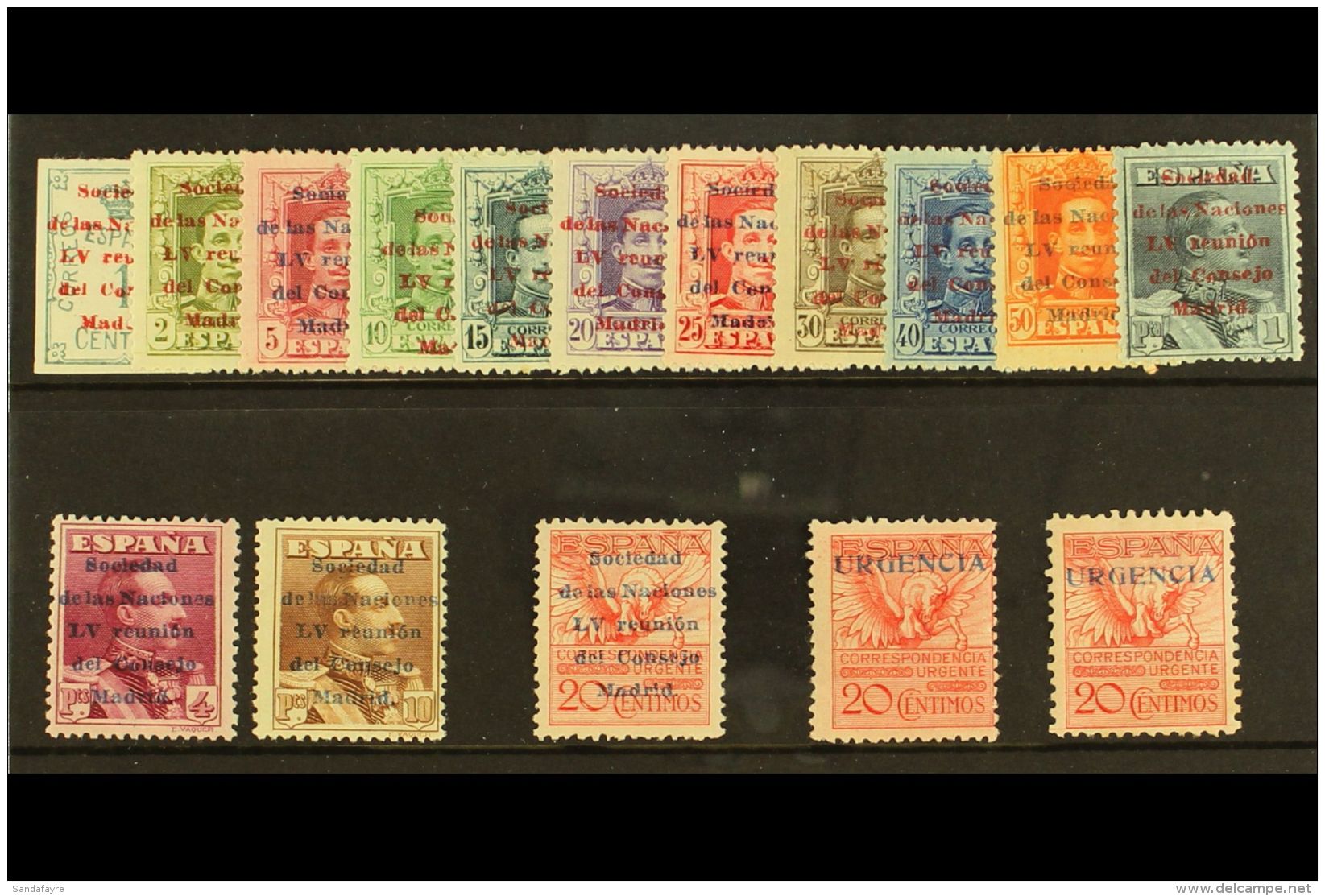 1929 League Of Nations Set Complete Including Express And "Urgencia" Ovpts (both Perfs), SG 521/E534, 535, 535a,... - Autres & Non Classés