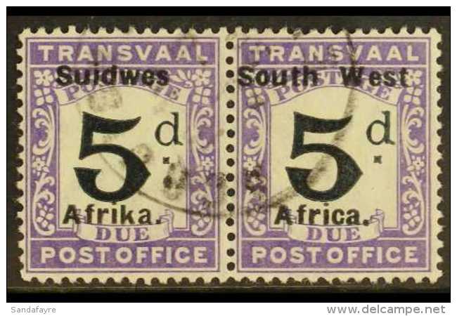 POSTAGE DUE 1927 5d Black And Violet, SG D33, Very Fine Used Pair. For More Images, Please Visit... - Afrique Du Sud-Ouest (1923-1990)