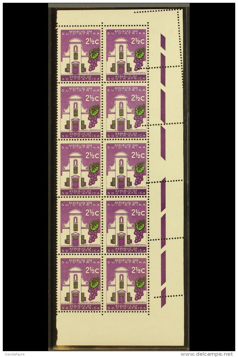 RSA VARIETY 1963-7 2&frac12;c Bright Reddish Violet &amp; Emerald, Wmk RSA, Corner Marginal BLOCK OF TEN (2x5... - Non Classés