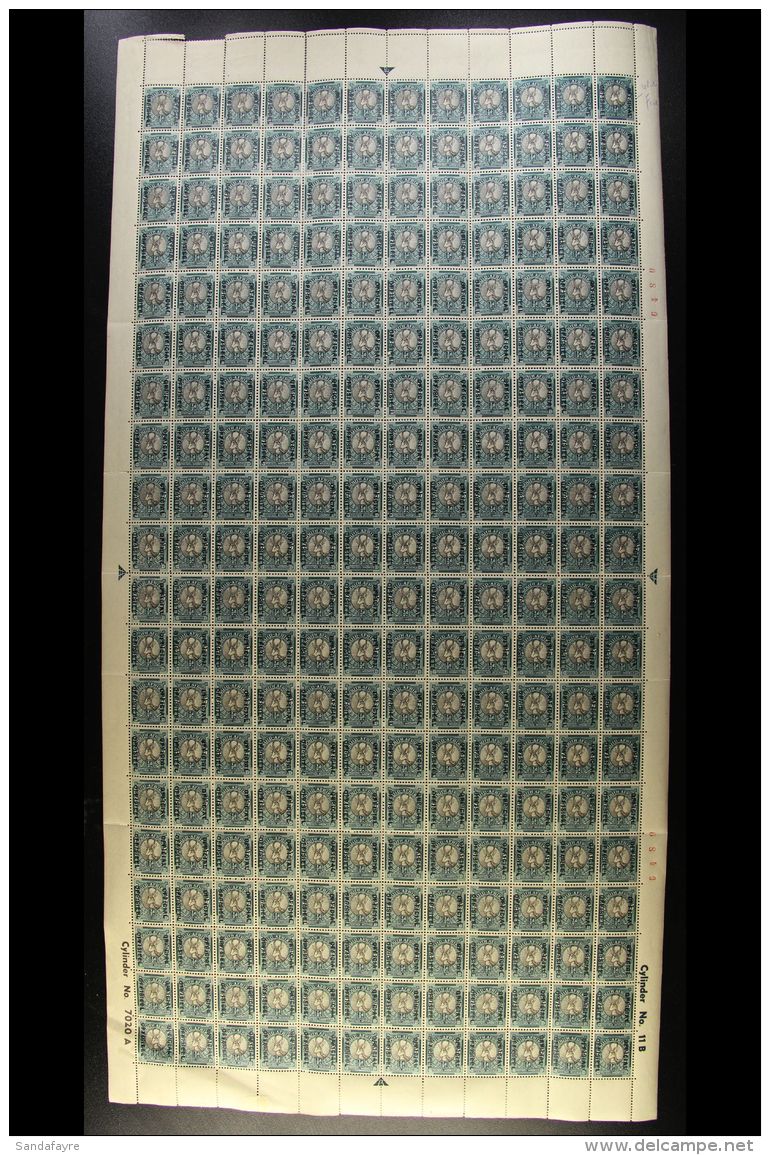 OFFICIALS - FULL SHEET 1949-50 &frac12;d Grey &amp; Green, Entire Design Screened, Complete Sheet Of 240 (120... - Non Classés