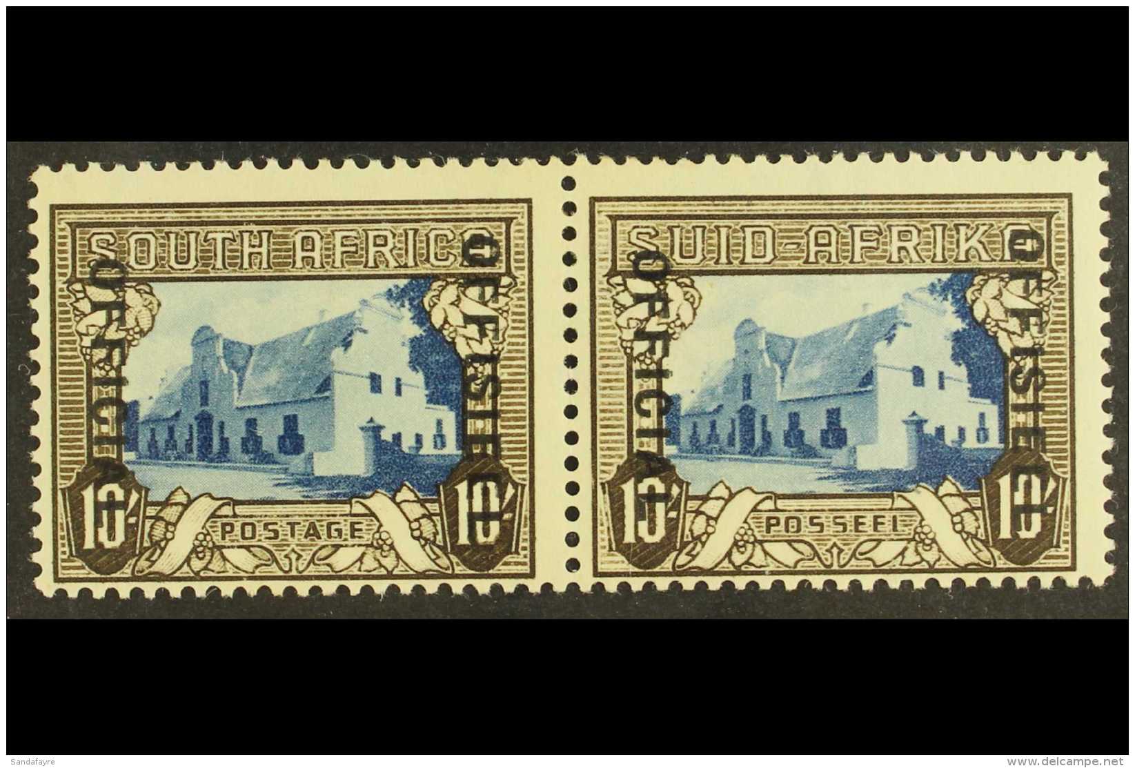 OFFICIAL 1940 10s Blue And Sepia, Overprint Reading Downwards With "OFFICIAL" At Left, SG O29, Fine Mint Pair. For... - Non Classificati