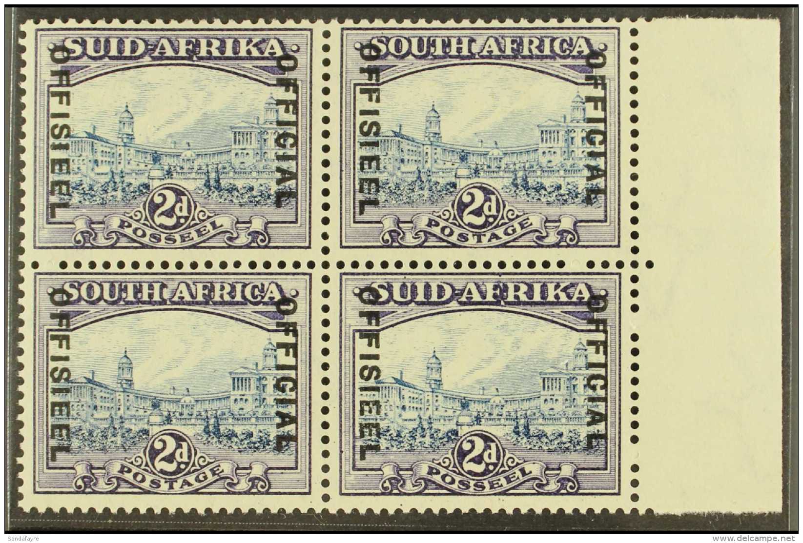 OFFICIAL 1939 2d Blue And Violet (20mm Between Lines Of Overprint), SG O23, Right Marginal BLOCK OF FOUR Very Fine... - Non Classés