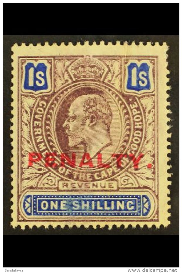 CAPE OF GOOD HOPE REVENUE - 1911 1s Purple &amp; Blue, Ovptd "PENALTY" Barefoot 3, Never Hinged Mint For More... - Non Classés