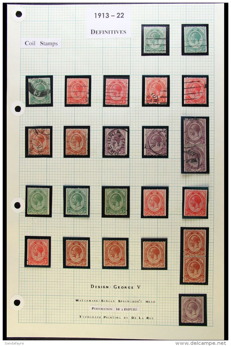 1913-24 COIL STAMPS KING'S HEADS COILS - FINE MINT &amp; USED COLLECTION - Good Lot That Includes All Values Mint... - Unclassified