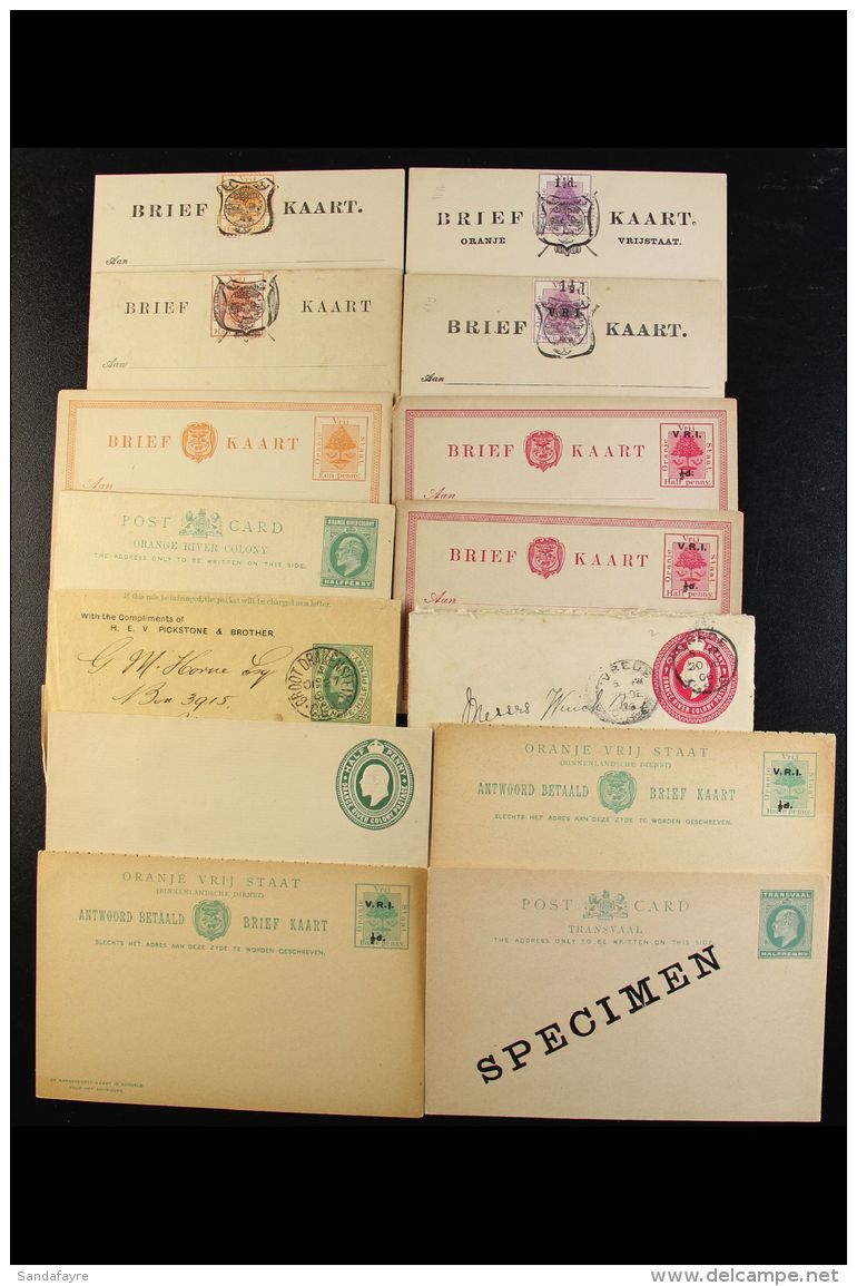 ORANGE FREE STATE POSTAL STATIONERY Mostly Unused Group Of Cards Or Reply Cards, Incl Four Bearing "Postcard... - Non Classificati