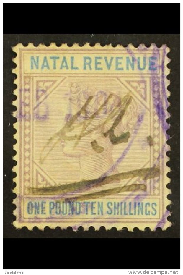 NATAL REVENUE 1885 &pound;1.10s Lilac And Blue Die I (Barefoot 95), With Top Left Triangle Detached Variety, Used.... - Non Classés