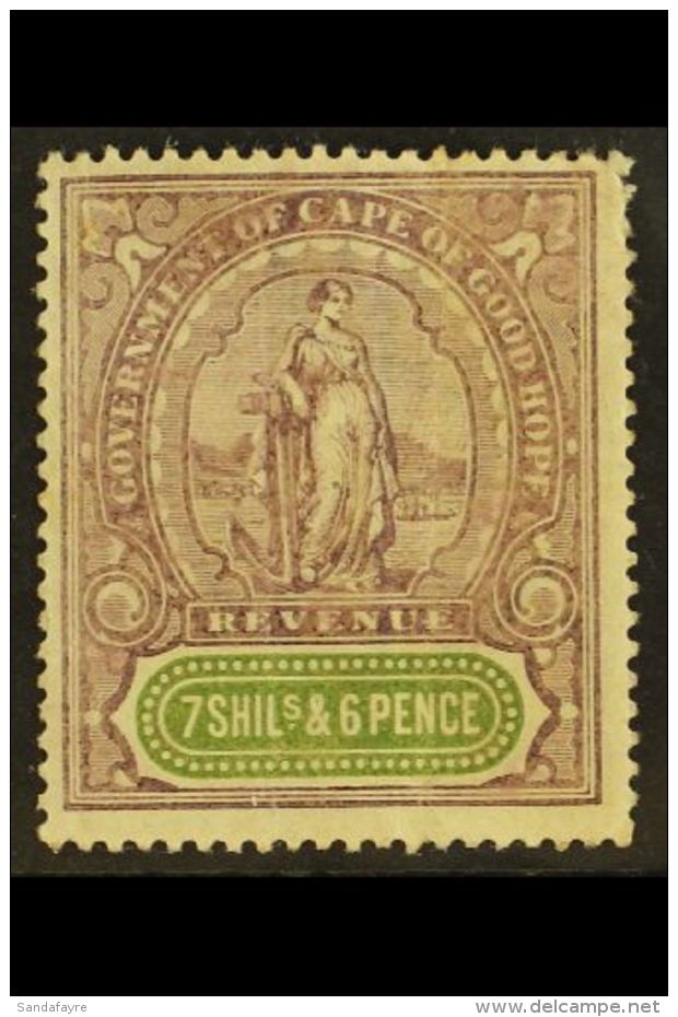 CAPE OF GOOD HOPE REVENUE 1898 7s6d Lilac &amp; Green, Barefoot 136, Never Hinged Mint, Vertical Creases, Ink Mark... - Non Classificati