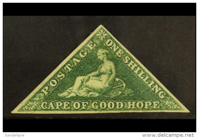 CAPE OF GOOD HOPE 1855-63 1s Deep Dark Green, SG 8b, MINT With 3 Good Neat Margins &amp; Large Part OG. Lovely For... - Non Classés