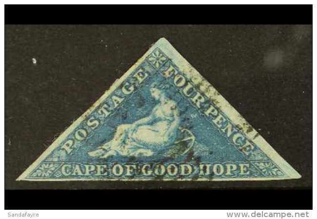 CAPE OF GOOD HOPE 1853 4d Blue On Slightly Blued Paper, SG 4a, Fine Used With 3 Small To Huge Margins. For More... - Non Classificati