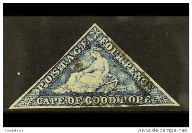 CAPE OF GOOD HOPE 1863-64 4d Steel- Blue Triangular, SG 19c, Very Fine Used With 3 Neat Margins, Light Barred... - Non Classificati