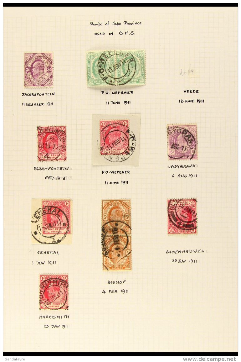 CAPE OF GOOD HOPE INTERPROVINCIALS A Collection Of Cape Stamps Used 1910-12 In Cape,Natal, ORC And Transvaal, ... - Non Classificati