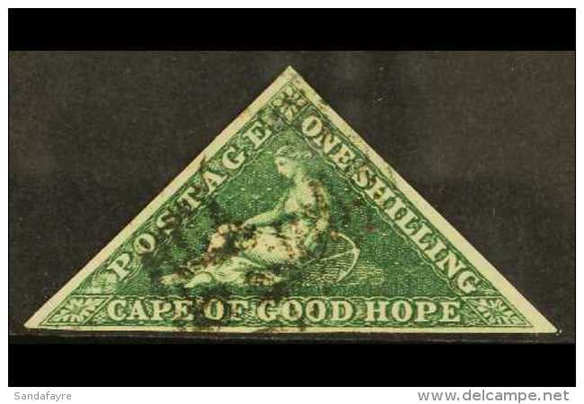 CAPE OF GOOD HOPE 1855-63 1s Deep Dark Green Triangular, SG 8b, Fine Used With 3 Good Neat Margins &amp; Fresh... - Non Classés