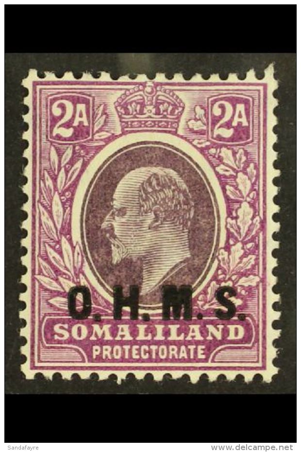 OFFICIAL 1904-05 2a Dull Purple &amp; Bright Purple, Wmk Mult Crown CA, SG O14, Very Fine Lightly Hinged Mint. For... - Somaliland (Protectorat ...-1959)