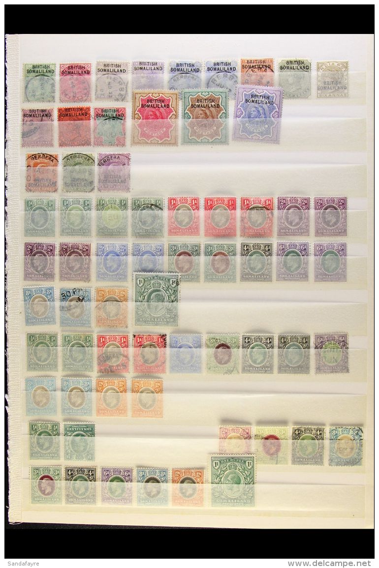 1903-1951 COLLECTION On A Two-sided Stock Page, Mint &amp; Used, Inc 1903 (June) Opts At Top Set (top Values... - Somaliland (Protectorat ...-1959)