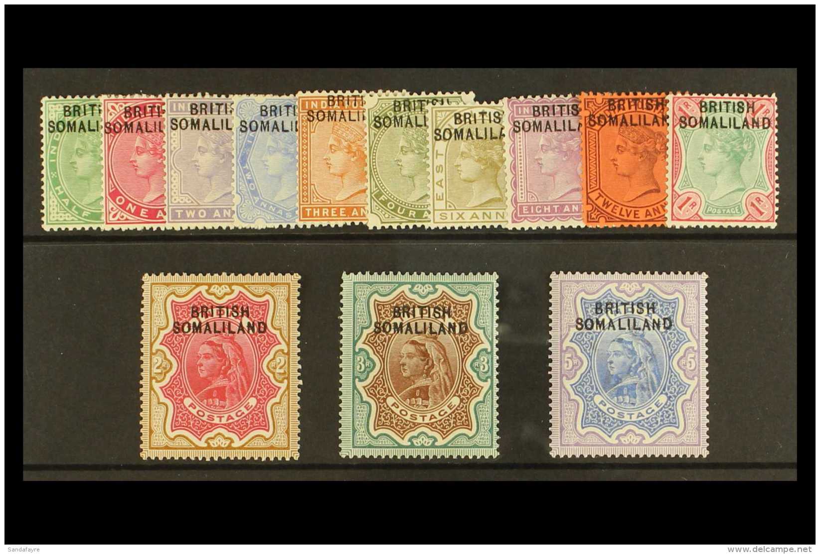 1903 QV Set To 5r Complete, Ovptd At Top Of Stamp, SG 1/13, Fine To Very Fine Mint, Some Minor Wrinkling To Few... - Somaliland (Protectorate ...-1959)