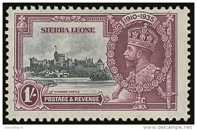 1935 1s Slate And Purple, Silver Jubilee, Variety " Extra Flagstaff", SG 184b, Very Fine Mint. For More Images,... - Sierra Leone (...-1960)