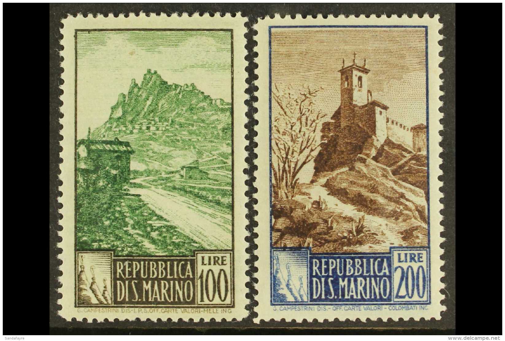 1949-50 100L And 200L "Paesaggi" Views, Perf 14 X 13, Sassone S. 67, Never Hinged Mint. (2 Stamps) For More... - Autres & Non Classés