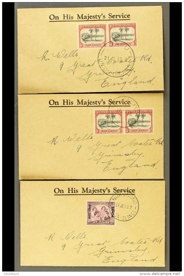 USED IN TOKELAU 1948 Three Printed Official 'OHMS' Covers Addressed To England With Stamps Tied By "Nukunono",... - Samoa (Staat)