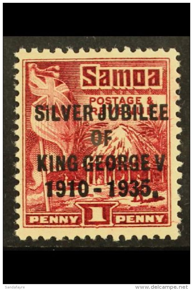 1935 1d Lake Silver Jubilee, Variety "perf 14 X 14&frac12;", SG 177a, Very Fine Mint. For More Images, Please... - Samoa