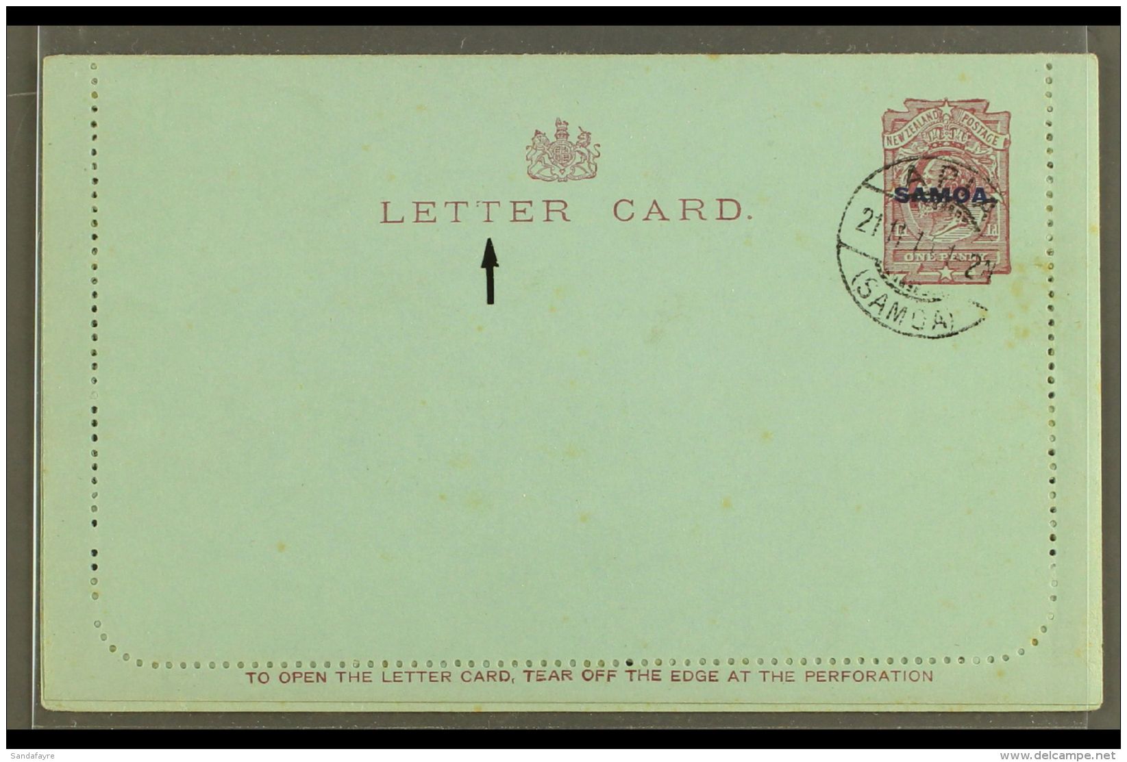 1914 LETTER CARD 1d Dull Claret On Blue, Inscription 94mm, H&amp;G 1a, Cancelled To Order With Apia 21.11.14... - Samoa