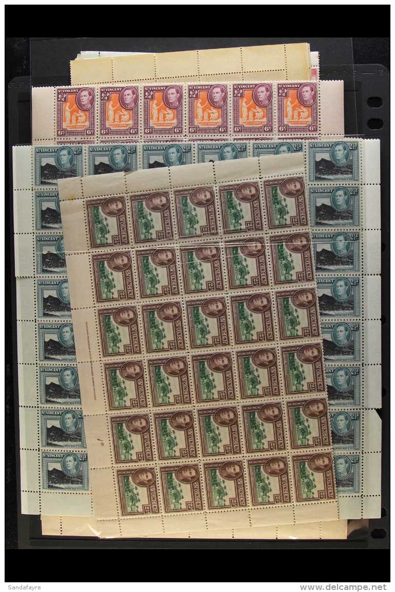 1938-52 KGVI COMPLETE SHEETS OF 60 A Delightful Assembly Of Never Hinged Mint Complete Sheets Of 60 Stamps With... - St.Vincent (...-1979)