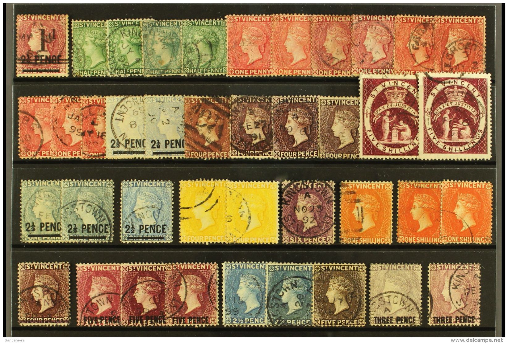 1885-1897 USED COLLECTION An Attractive Array On A Stock Card With Many Listed Shades. Includes 1885-93 Range With... - St.Vincent (...-1979)