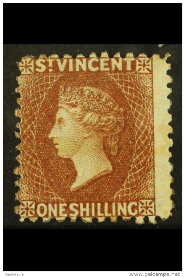 1869 1s Brown Perf 11 To 12&frac12;, SG 14, Mint Lightly Hinged Large Part OG. Cat &pound;500 For More Images,... - St.Vincent (...-1979)