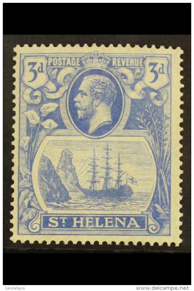 1922-37 3d Bright Blue "Cleft Rock" Variety, SG 101c, Fine Mint For More Images, Please Visit... - Sainte-Hélène