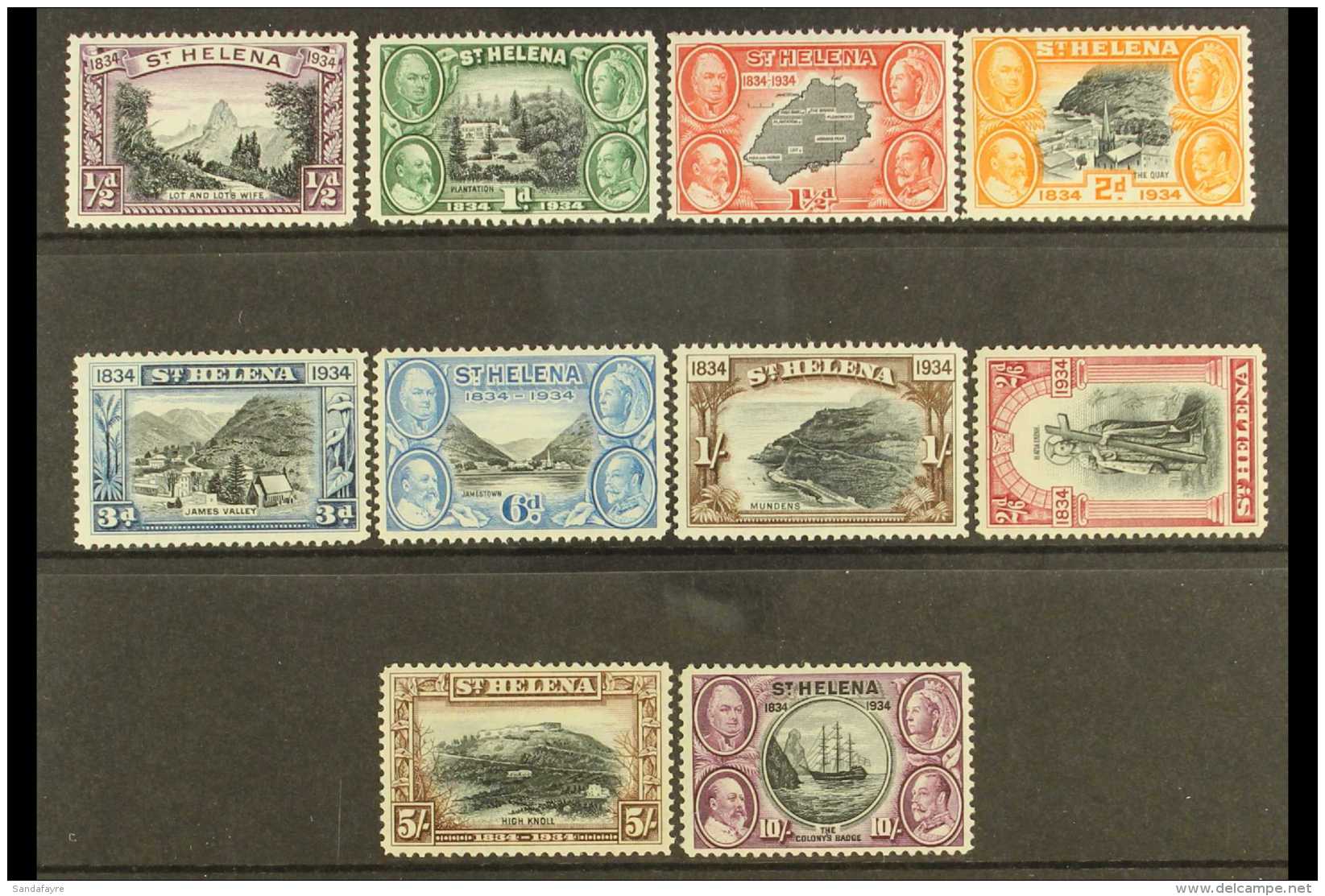1934 Centenary Set Complete, SG 114/123, Very Fine And Fresh Mint. (10 Stamps) For More Images, Please Visit... - Sainte-Hélène