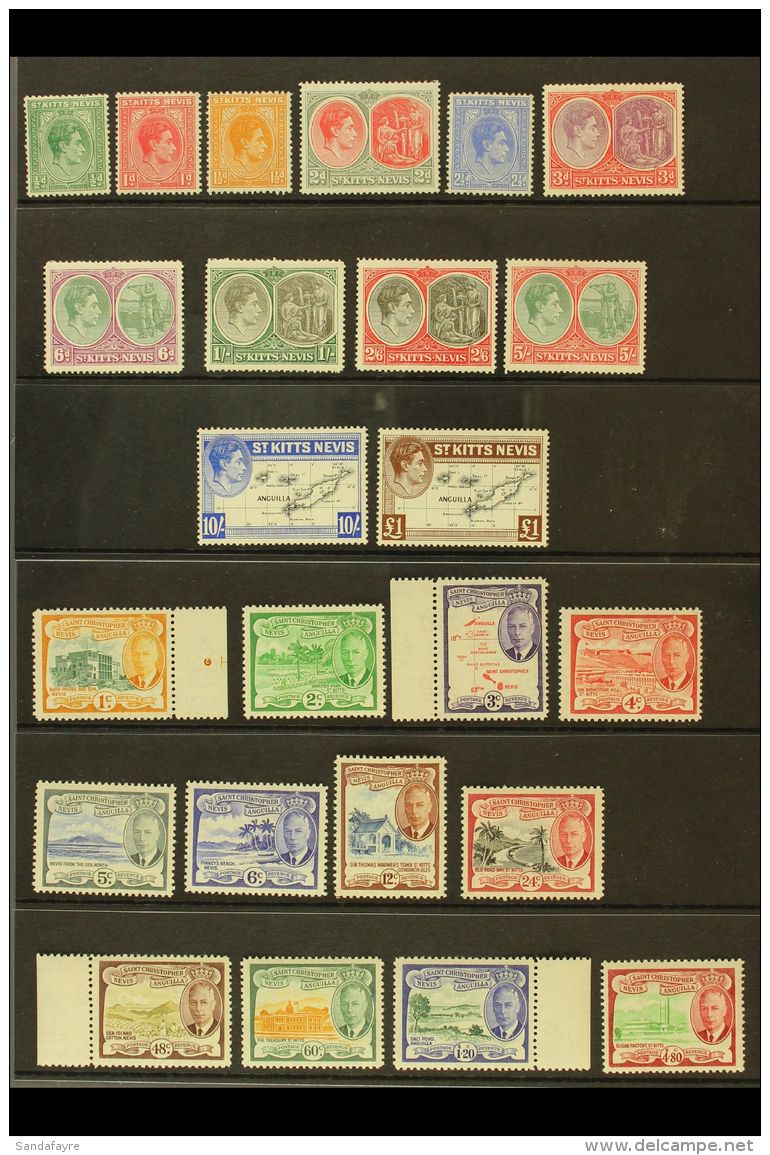 1938-1952 DEFINITIVE SETS. 1938-50 Complete Set, SG 68/77f (all High Values Are NHM) And 1952 Complete Set, SG... - St.Kitts-et-Nevis ( 1983-...)