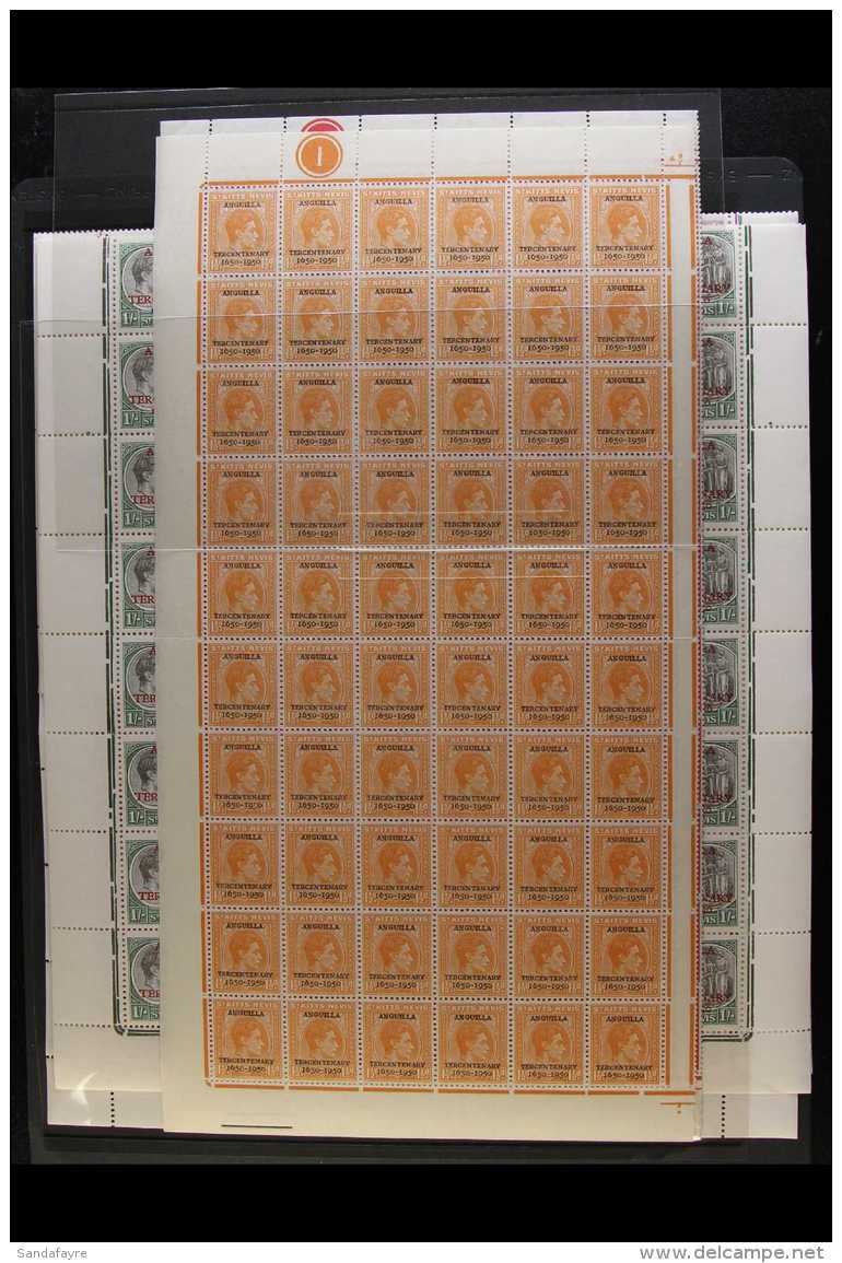 1950 TERCENTENARY LARGE MULTIPLES OF 60 The Complete Tercentenary Set, SG 86/91 In Never Hinged Mint Panes Or Half... - St.Kitts Und Nevis ( 1983-...)