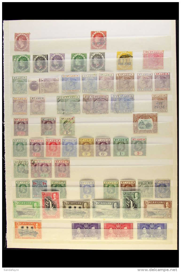 1860-1953 COLLECTION On A Two-sided Stock Page, Mint &amp; Used, Inc 1863 1d Mint, 1881 2&frac12;d Used, 1882-84... - St.Lucia (...-1978)