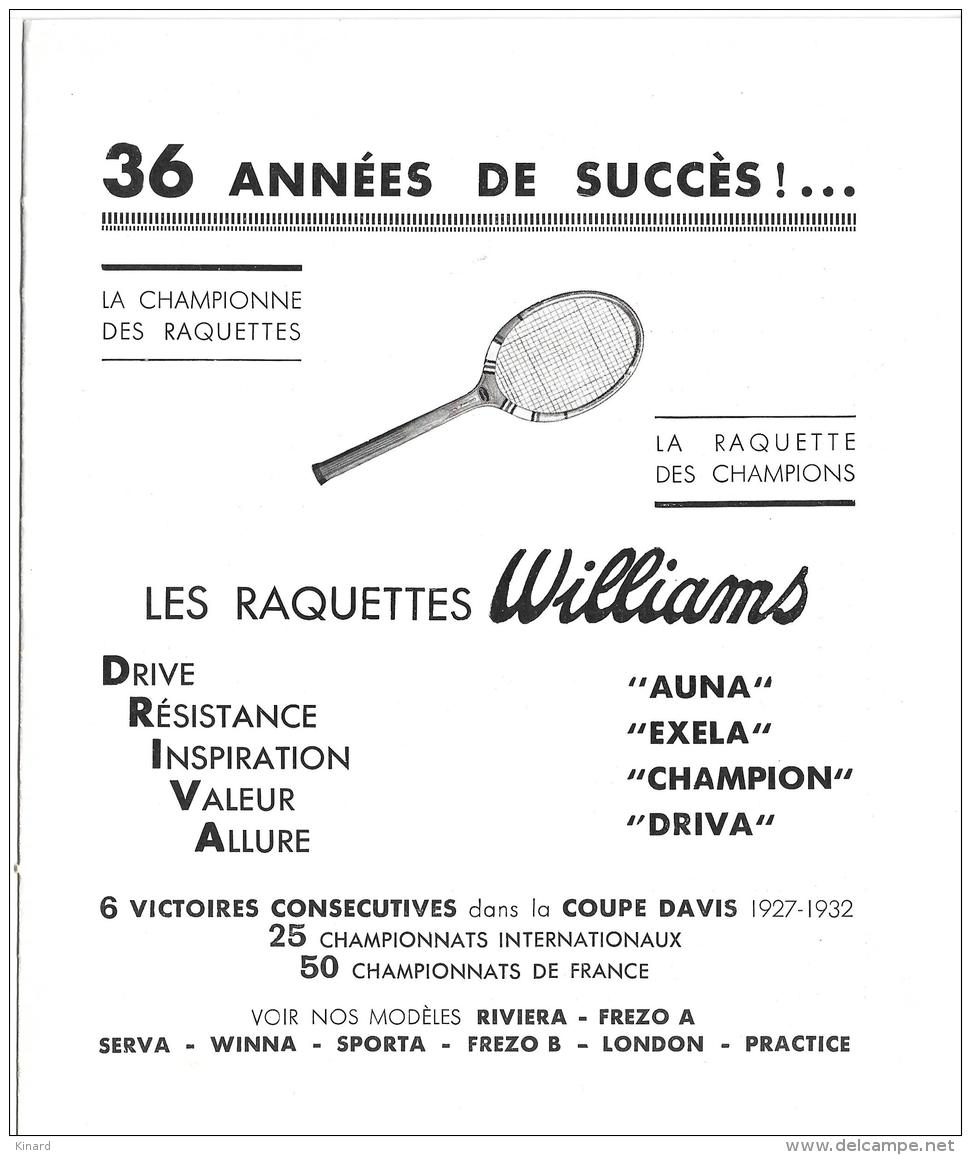 WILLIAMS &amp; Cie  .  TENNIS  ..GOLF...NATATION...1936  BE...20 PAGES - Sport