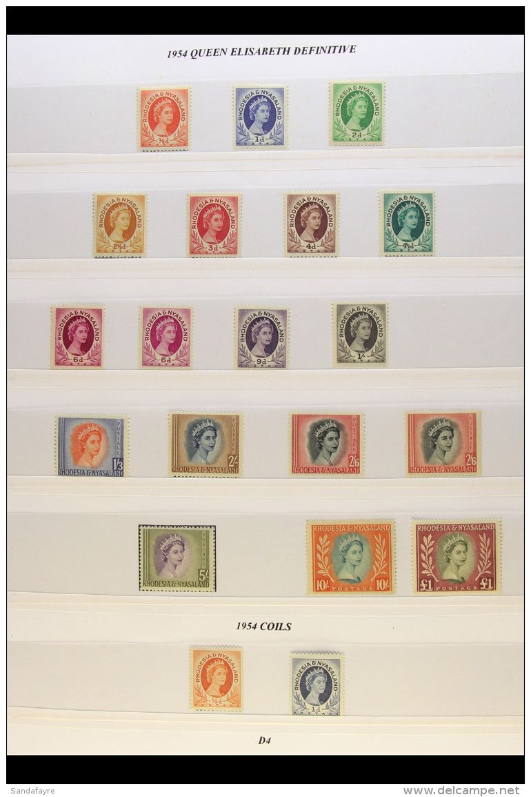 1954-63 MINT / NHM QEII COLLECTION An Attractive, Complete Collection With "Extras" Presented On Stock Pages.... - Rhodesia & Nyasaland (1954-1963)