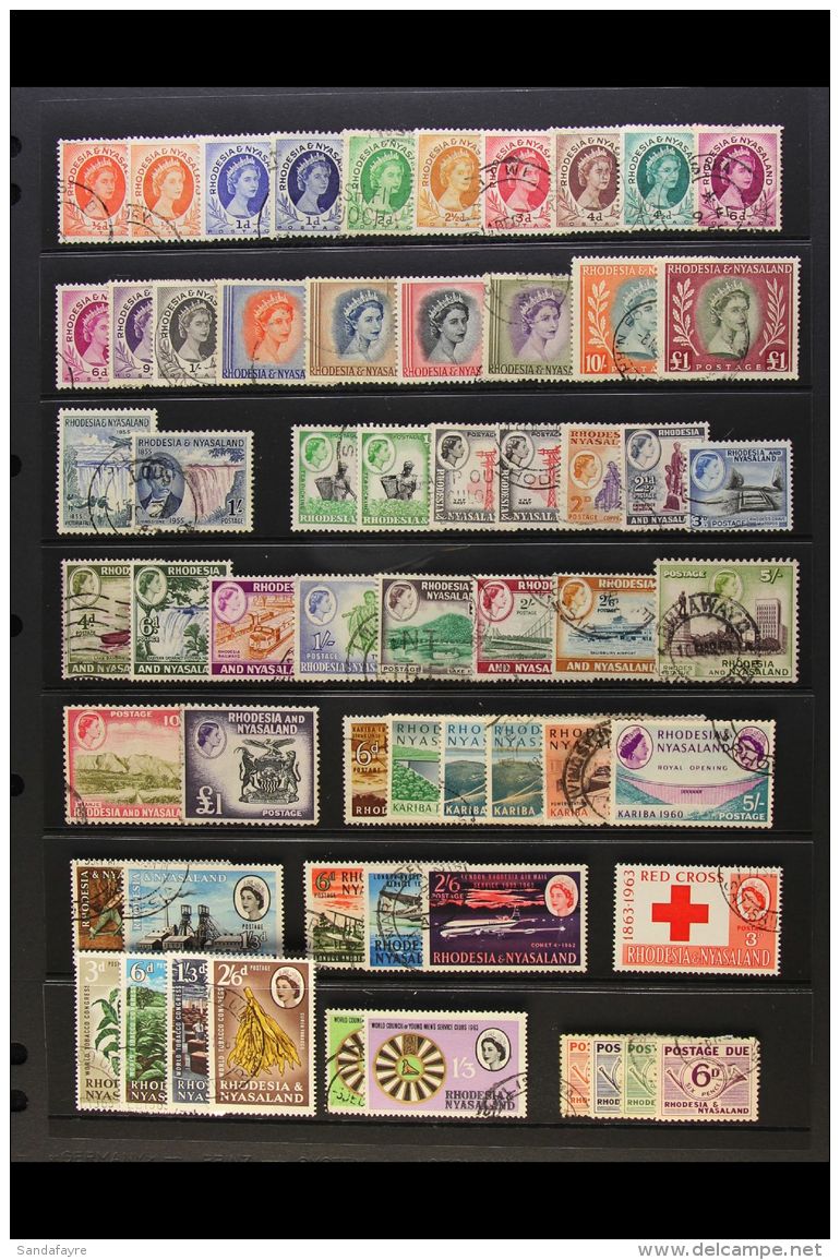 1954 - 1963 COMPLETE USED COLLECTION Fine Used Collection Including Postage Dues With Some Additional Perfs And... - Rhodesia & Nyasaland (1954-1963)